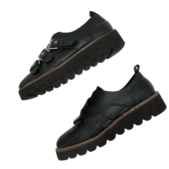 Shellys London Creepers Buckles Black Leather Size Approx US Women 11 - Picture 7 of 16
